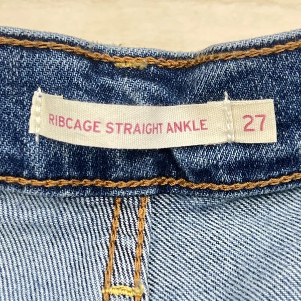 Levis Ribcage Straight Ankle Jeans Womens 27 Blue High Rise Denim A36 - Image 3
