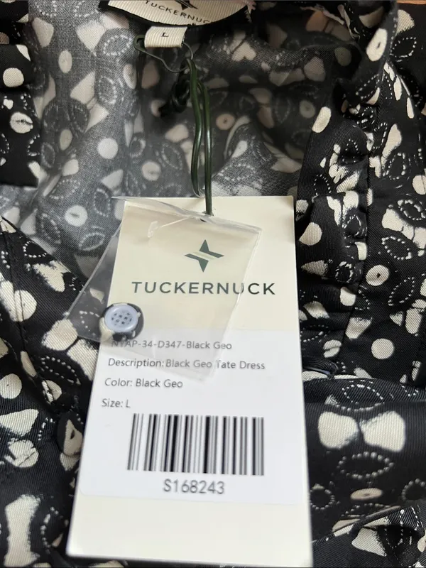 Tuckernuck Black Geo Tate Long Sleeve Dress Size Large - Image 5