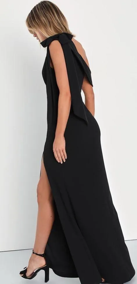 LULU’S Stepped Out Stunning Black One-Shoulder Mermaid Maxi Dress - Image 2