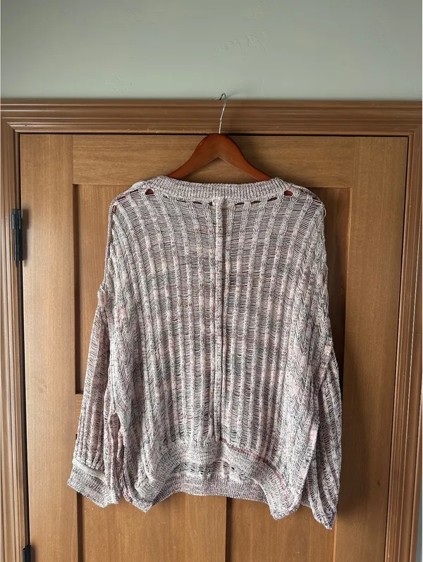 NWOT POL Open Knit Balloon Sleeve Oversized Sweater in Rose Women’s Small - Image 6