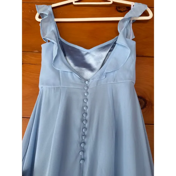 NWT Lulus Dreamy Admiration Light Blue Ruffled Maxi Dress Bridesmaid Formal XS - Image 8
