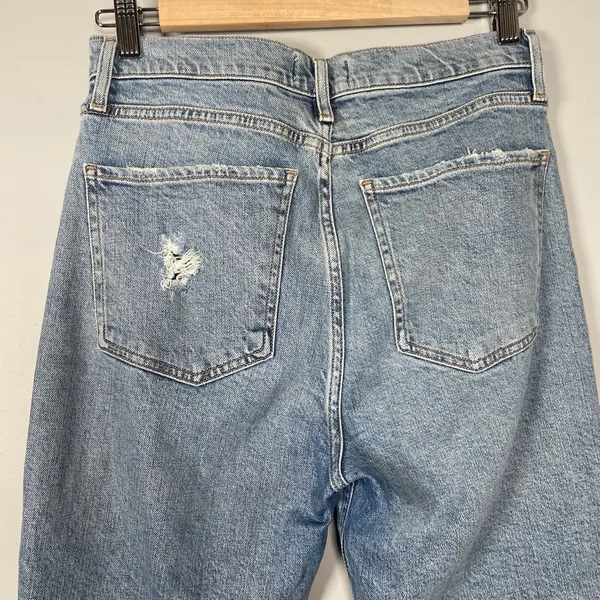AGOLDE High Rise Straight Leg Distressed Jeans Light Wash Size 27‎ Button Fly - Image 11