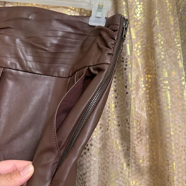 Free People Walnut Brown Faux Leather Pants Bandeau Set Size 8 NWOT - Image 8