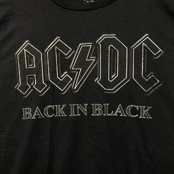 AC/DC Back in Black Album Spell-out Heavy Metal Tee XL - Image 2