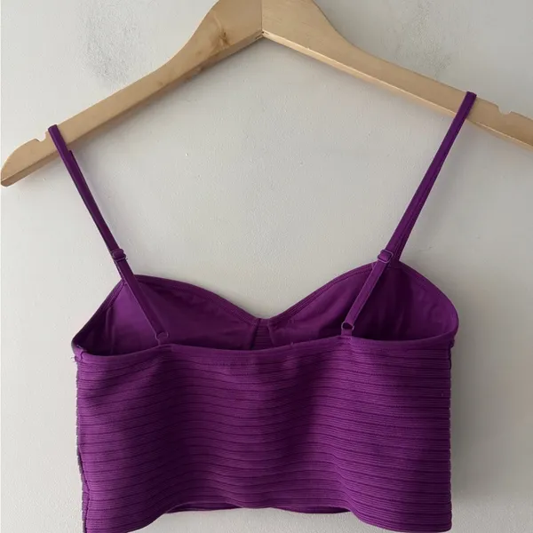 Garage Purple Seamless Bustier Ribbed Cami‎ Crop Top Sweetheart Neckline - Image 4