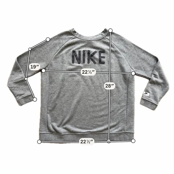 NIKE‎ Logo Crewneck Terry Sweatshirt Embroidered XL Gray Sweater Streetwear - Image 5