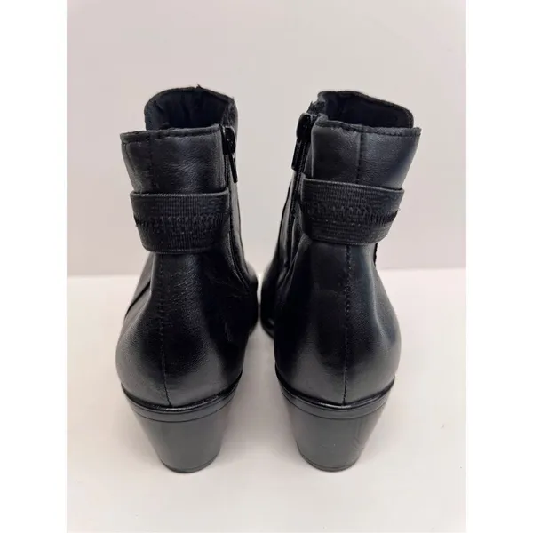 Clarks Boots‎ Size 9US Black Leather Block Heel Zip Up Booties NEW - Image 6