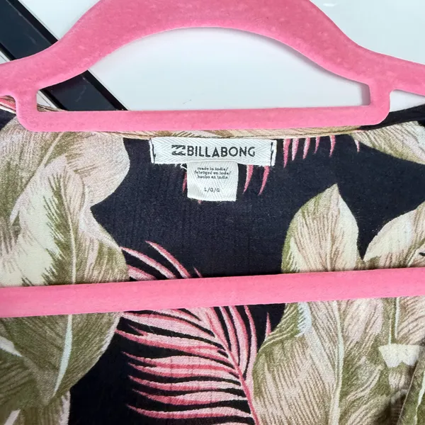 🌺 Billabong Tropical Palm Long Sleeve Wrap Crop Top - Women’s Size L 🌿 - Image 7
