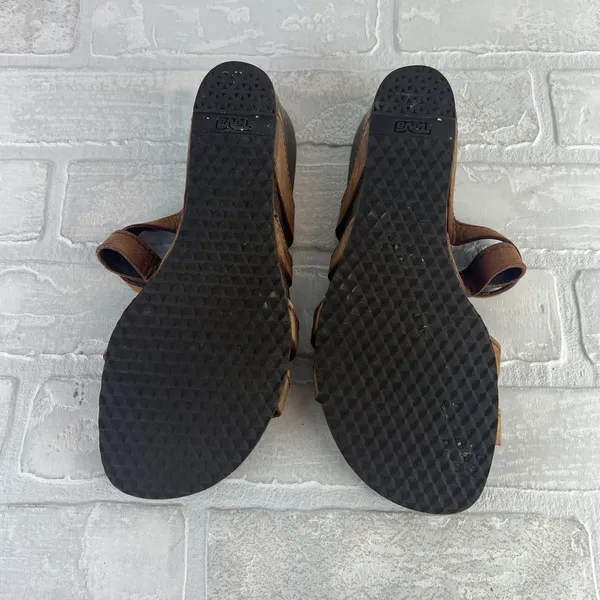 Teva Sandals Ysidro Slides Womens 8 Brown Slip On Wedge Cork Heel Casual 1015118 - Image 10