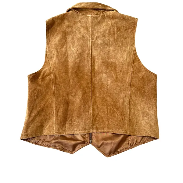 Urban Outfitters Women's XL Brown Suede Leather Zip Up Vest Western Country Boho - Image 8