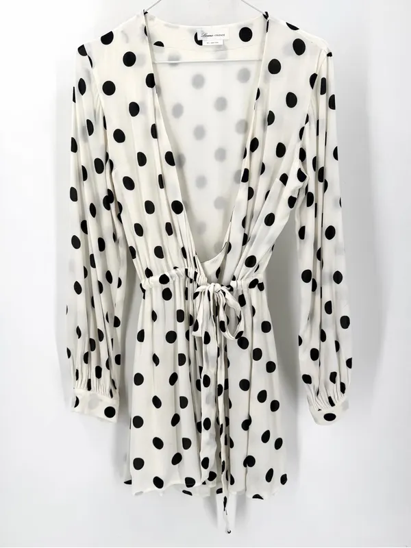 Lovers + Friends Maggie Wrap Dress Polka Dot White size XXS - Image 4