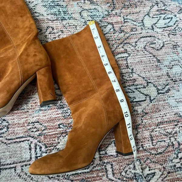Marion Parke Womens Delila Suede Pointed Toe Mid-Calf Boots Camel Tan Size 38 8 - Image 12