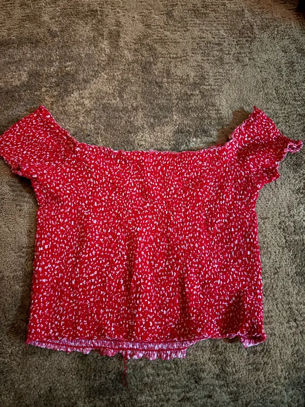 Garage Red Off-The-Shoulder Top - Image 2