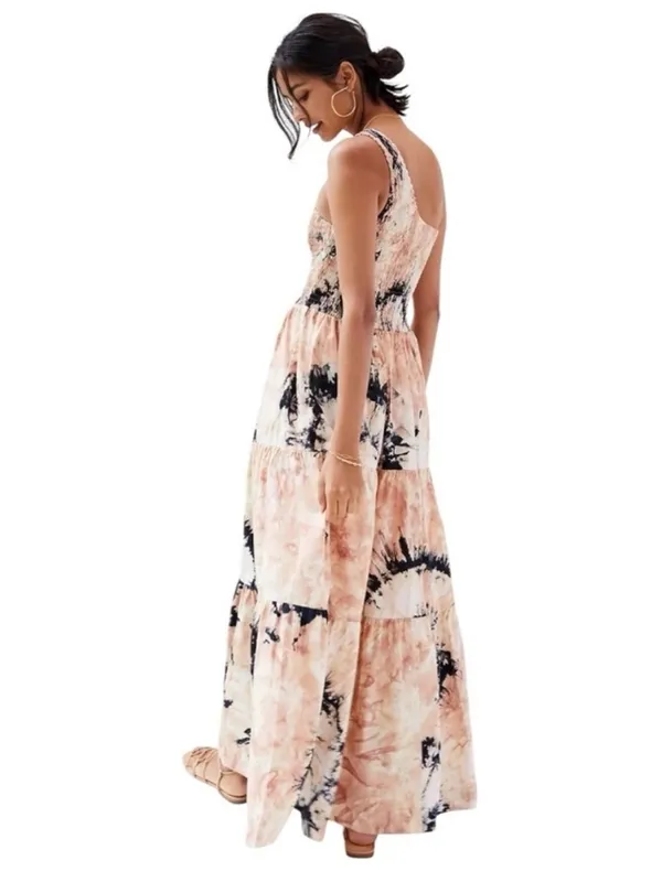 NWT Anthropologie‎ SWF Asymmetric Maxi Smock Tiered Cottagecore Dress Coastal L - Image 4