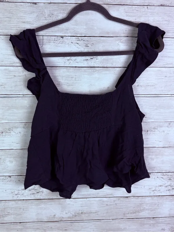 PacSun Navy Ruffle Tie-Front Camisole - Image 4