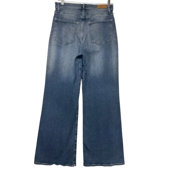 7 For All Mankind Ultra High Rise Jo Wide Leg‎ Jeans Blue Denim Womens Size 32 - Image 6