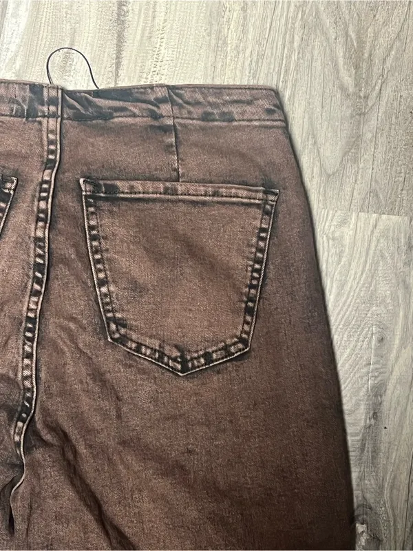 AKIRA Label Kat Brown Lace Up Distressed Slim Flare Jeans Size Small - Image 7