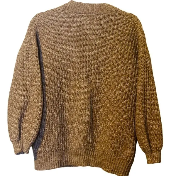 Universal Threads Brown/Tan Long Sleeve Button Up Oversized Chunky Knit Sweater - Image 3