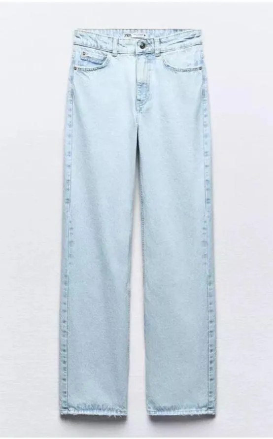 Zara High Waist Long Length Regular Leg Jeans - Image 3