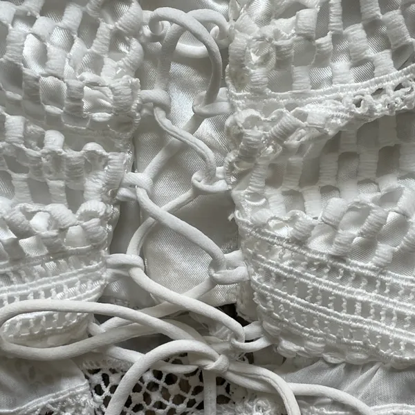 The Vintage Shop White Lace Sheer Corset Croptop L - Image 9