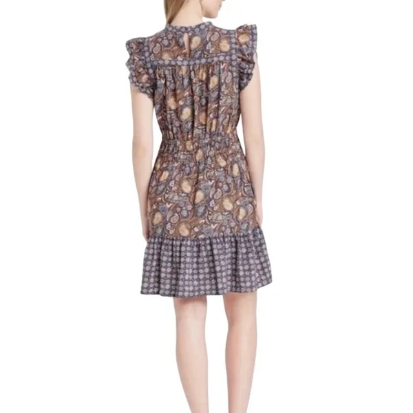 Universal Thread‎ Paisley Flutter Sleeve Dress Linen Blend Boho Pockets Size Med - Image 2