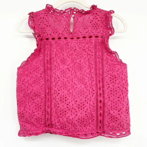Maeve Anthropologie Womens Feminine Raspberry Eyelet Ruffle Tilly Blouse Size 8‎ - Image 8