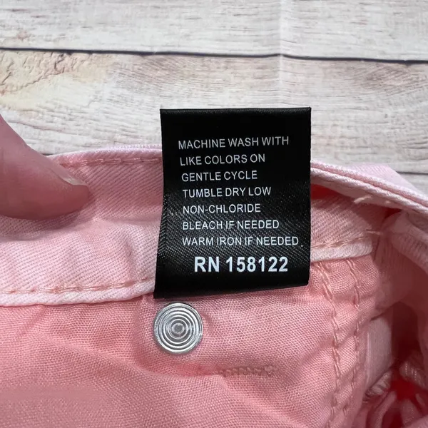 APNY New York Womens Pink Wide Leg Jeans High Rise Raw Hem Size 12 Stretch Denim - Image 6