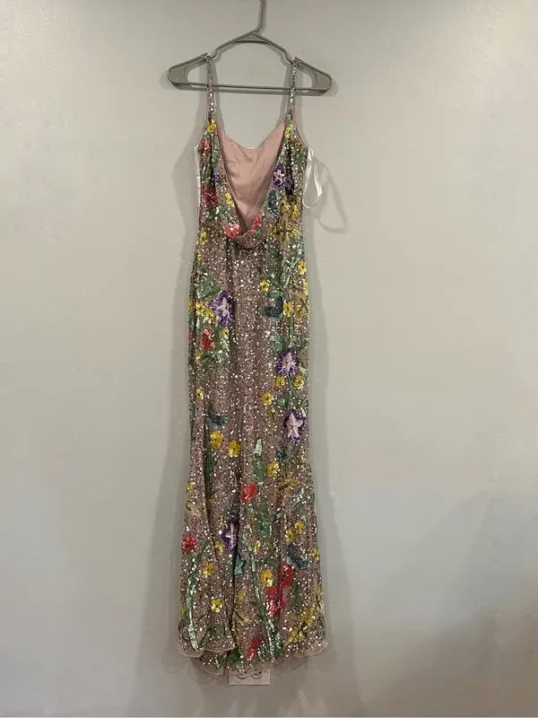 Mac Duggal 6151 Silver Embellished Sleeveless Cowl Back Gown sz 0 - Image 9