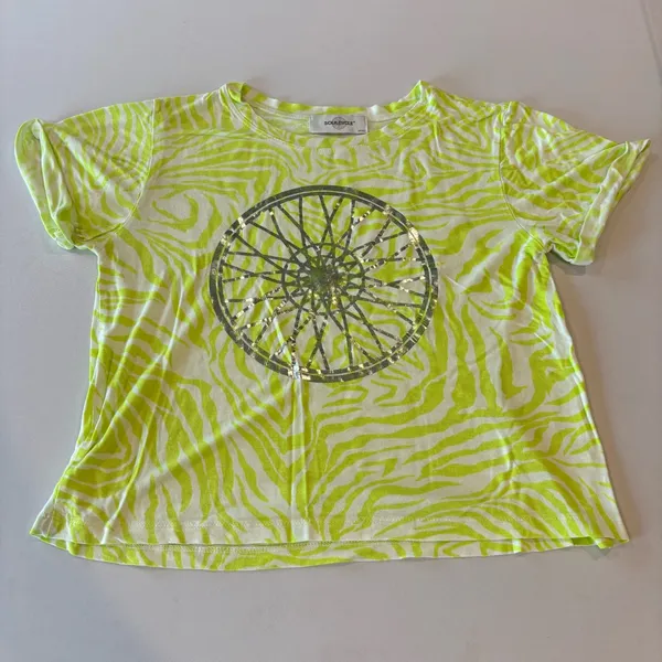 SOUL CYCLE Neon Yellow Women’s‎ Cropped Athletic T-shirt with Logo Size Small - Image 3