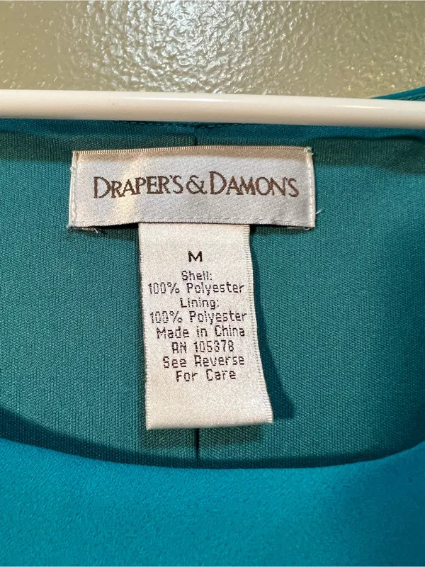 Drapers & Damons Women’s Size Medium Sleeveless Midi Dress Teal Blue Green Scoop - Image 8