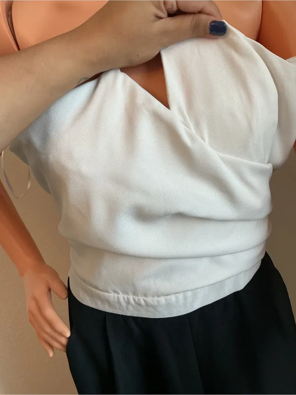 VENUS Two-Tone Strapless Jumpsuit in White & Black - Image 6