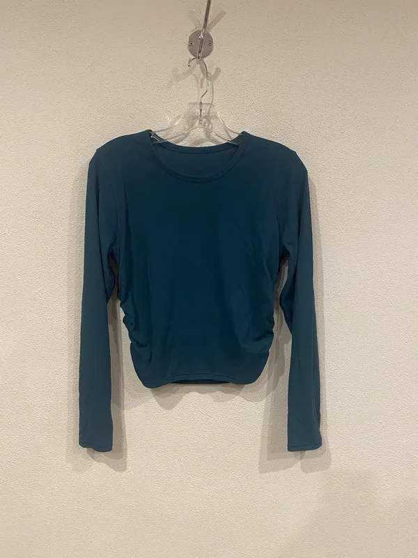 Lululemon All It Takes Shirt Womens Small Green Ribbed Long Sleeve Cropped Top - Image 2