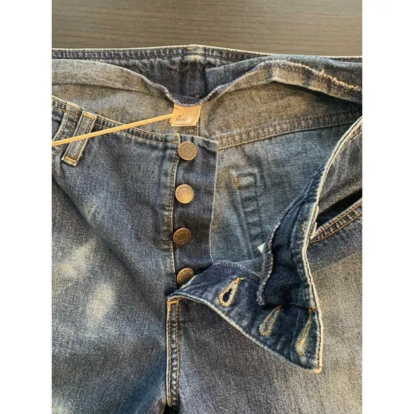Abercrombie & Fitch Button Fly Jeans Women's 33x31 Blue Denim Wide Leg‎ USA VTG - Image 5