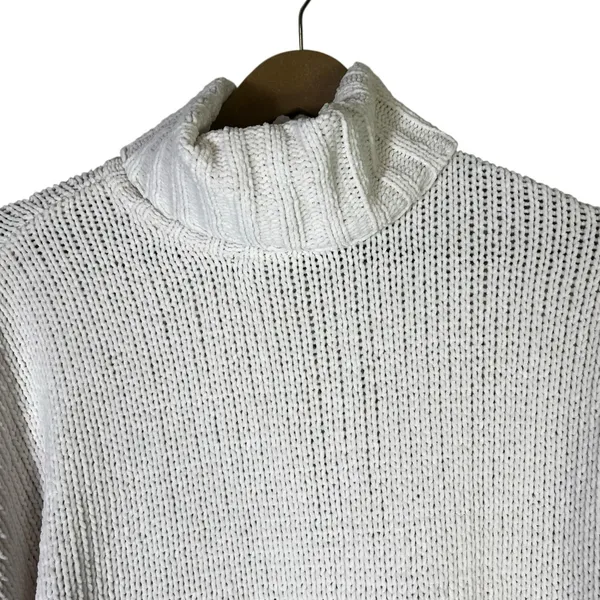 Aerie Chenille Knit Turtleneck Sweater Womens S White Oversized Cozy Slouchy - Image 2
