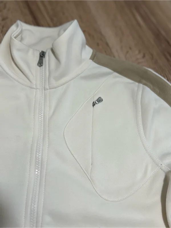 Lauren Active Ralph Lauren Cream Track Jacket Womens S Y2K Full Zip Mock Neck - Image 5