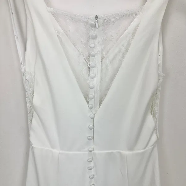 Lulus Extraordinary Romance White Button Back Mermaid Maxi Dress Formal S NWT - Image 12