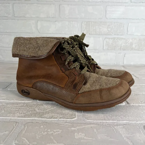 Chacos Barbary Boots Womens 9 Pinecone Hiking Outdoor Leather Wool Lace Up Bootie - Image 2