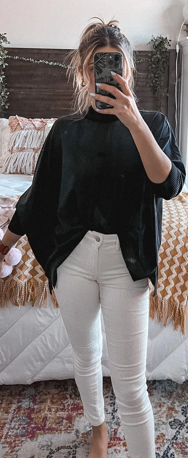 Athleta Black Mock Neck Flowy Top - Image 3