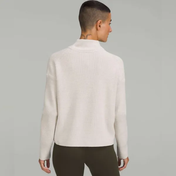 Lululemon Merino Wool-Blend Ribbed Turtleneck Sweater Heathered Natural Ivory - Image 4