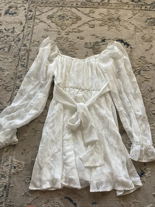 T.J.Maxx White Textured Long-Sleeve Mini Dress - Image 4