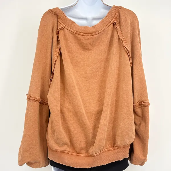 Free People Sweet Deets Womens XS Cinnabae‎ Pullover Sweatshirt Oversized - Image 5
