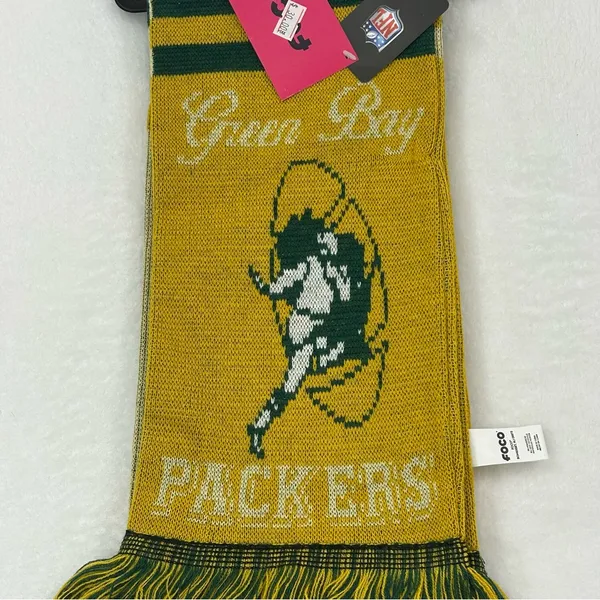 Green Bay GB Packers NFL Football Retro Throwback Team Logo FOCO Scarf Scarve - Image 2