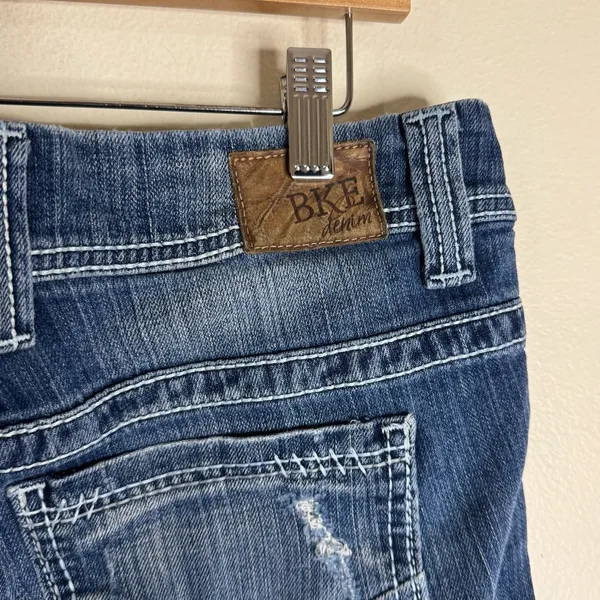 BKE Payton distressed dark wash denim jeans size 30R ladies - Image 14