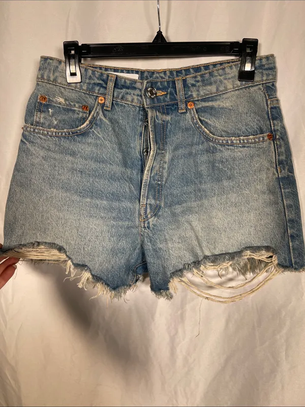 Zara Womens Jean Denim Shorts High Waist 8 2569/173/405/40 - Image 4