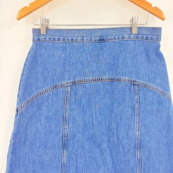 Old Navy Y2K Drapey Denim Midi Skirt Sz 6 Preppy Minimal 90s A Line Cottagecore - Image 3