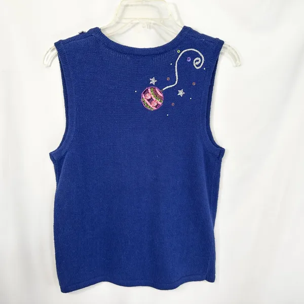 Kim Rogers Small Christmas Vest Holiday Ornament‎ Royal Blue Sweater Ugly 1707 - Image 2