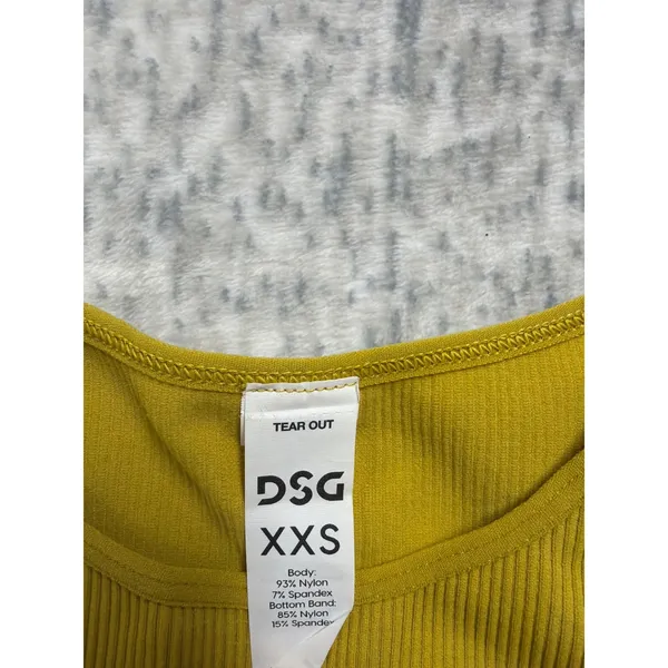 DSG Womens High Neck Seamless Brami Ribbed‎ Tank Top Grounded Yellow XXS NEW - Image 2
