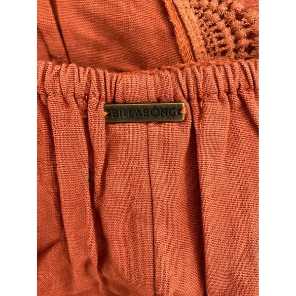 Billabong Lace and Lies Spiced Coral Crochet Trim Wide Leg Jumpsuit‎ Small NEW - Image 5