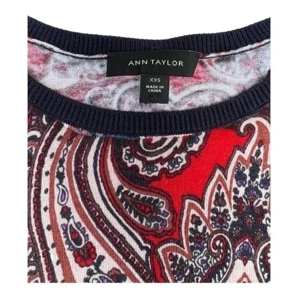 Ann Taylor Size XXS Paisley‎ Long Sleeve Crew Neck Lightweight Sweater​​​ - Image 3
