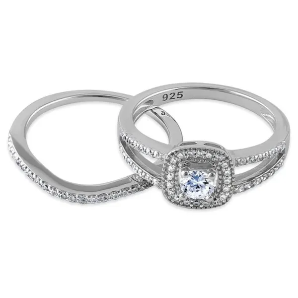 Sterling Silver SIZE 8 925  CZ Wedding Set Ring - Image 4